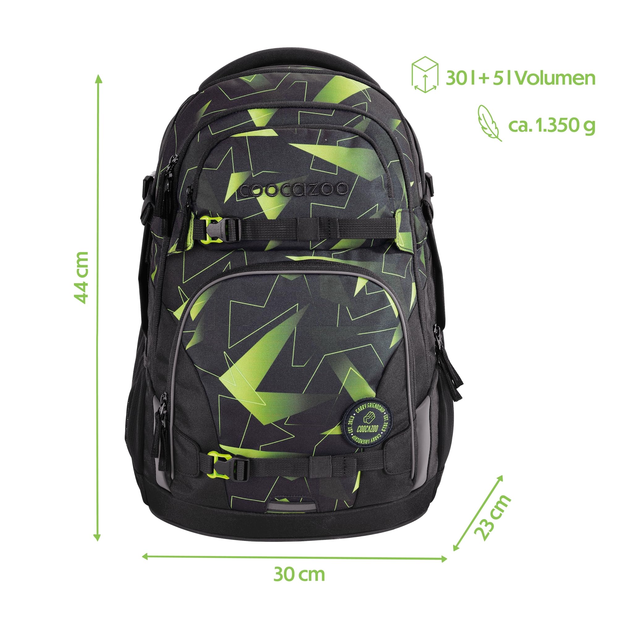 coocazoo-porter-schulrucksack-lime-flash-verstellbar image 2
