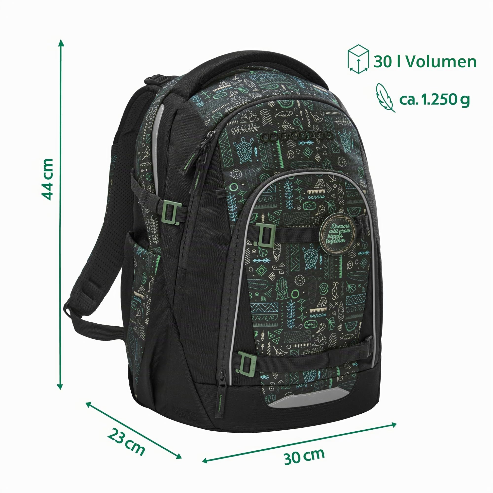 coocazoo-mate-schulrucksack-free-spirit-schwarz-gr-n-30l image 2