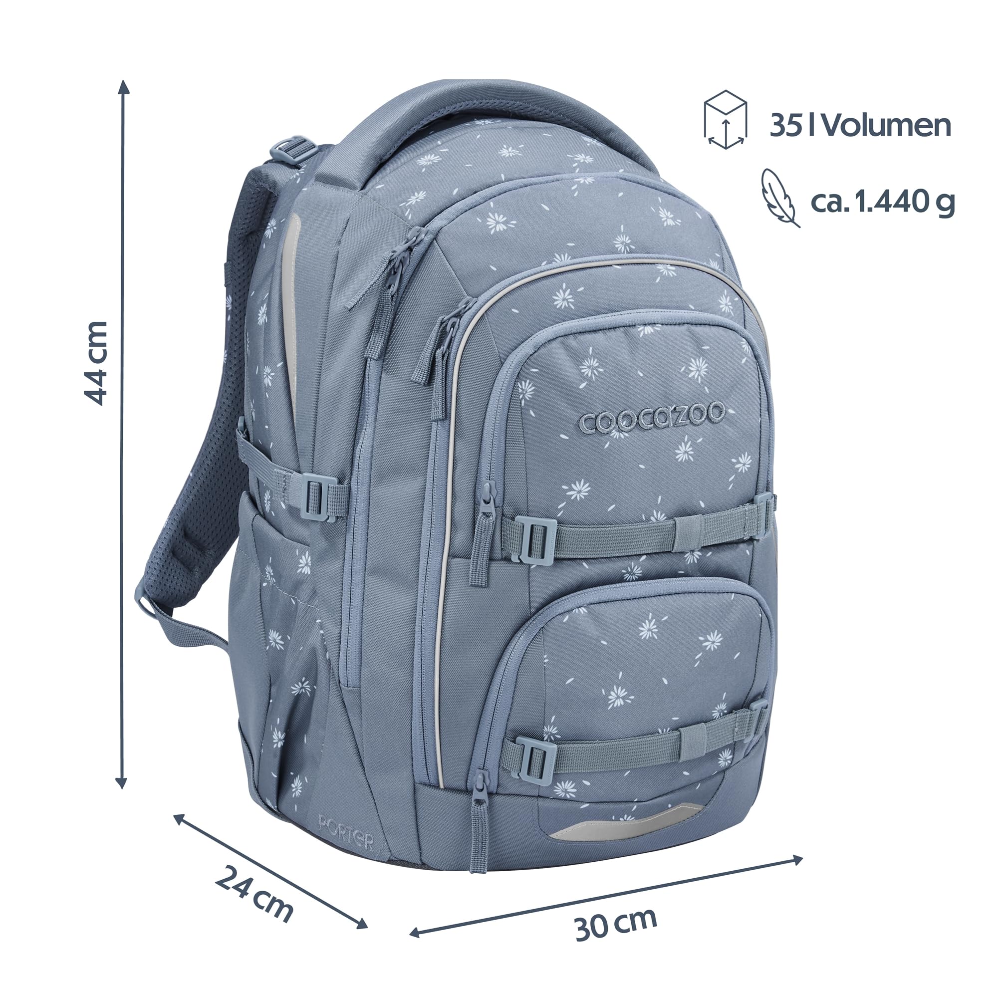 coocazoo-porter-bloomy-daisy-schulrucksack-35-l-hellgrau image 2