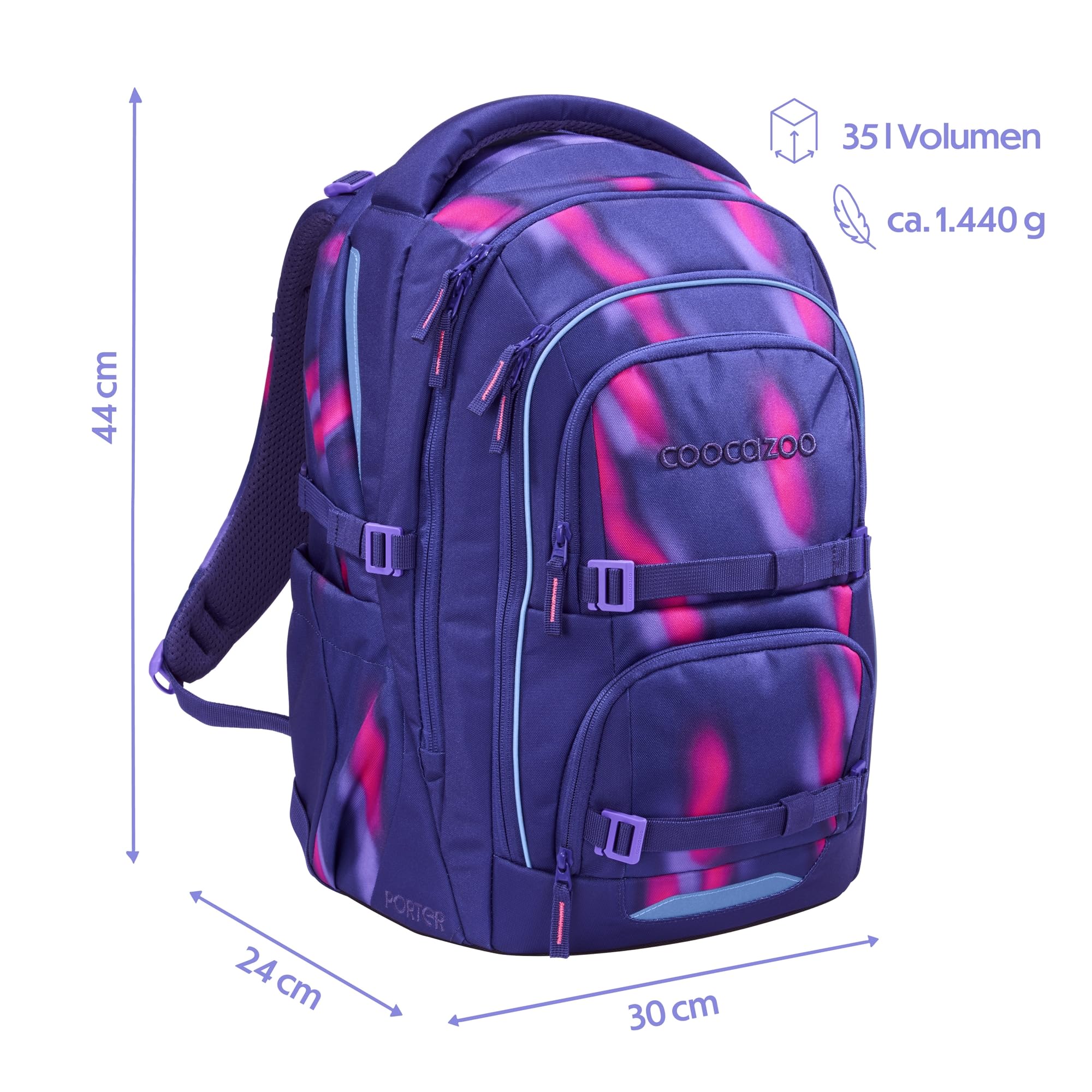 coocazoo-porter-aurora-glow-schulrucksack-lila-verstellbar image 2