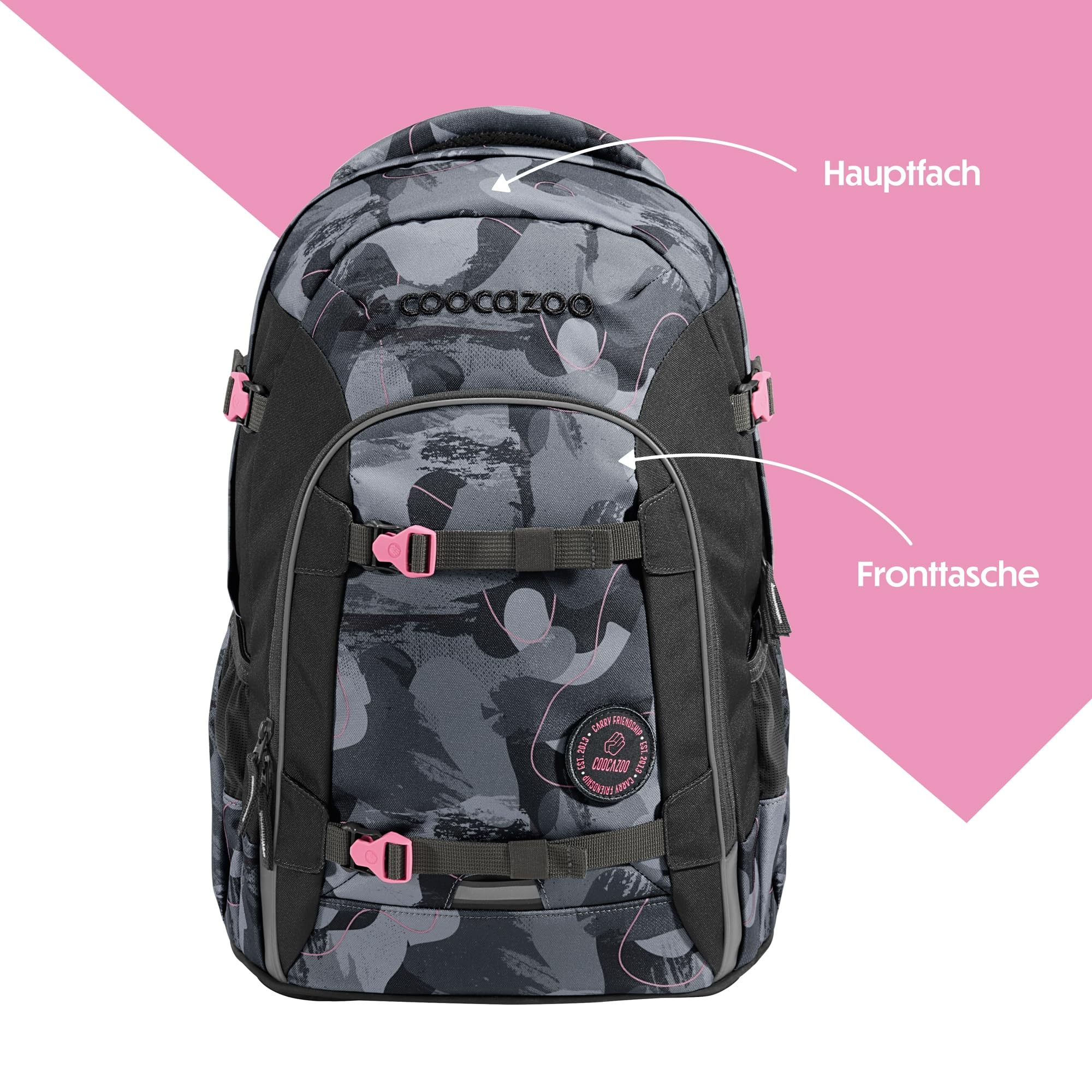 coocazoo-joker-schulrucksack-bubble-brush-grau-rosa-25l-ergonomisch image 3
