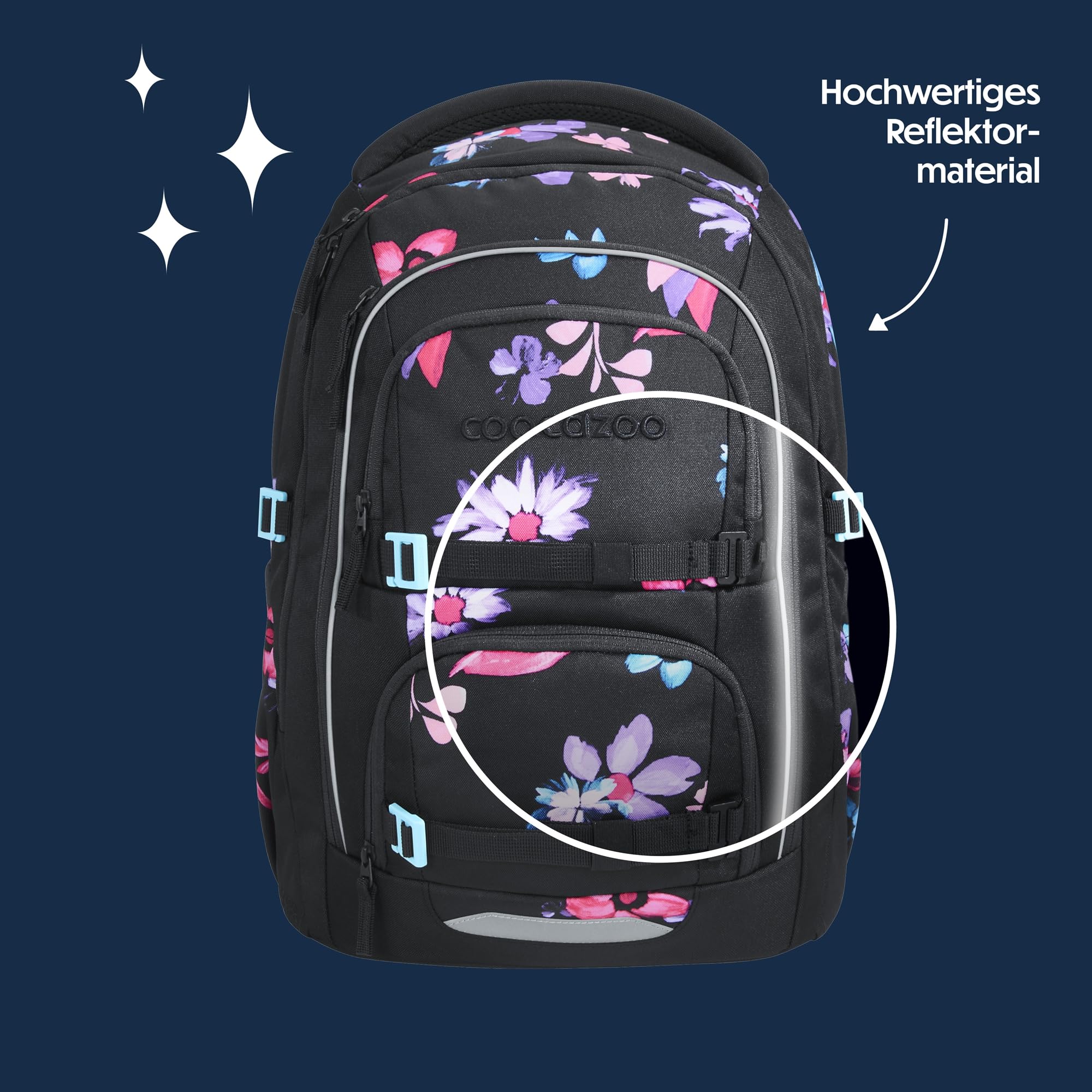 coocazoo-porter-schulrucksack-floral-artnight-schwarz-blau-35l image 6