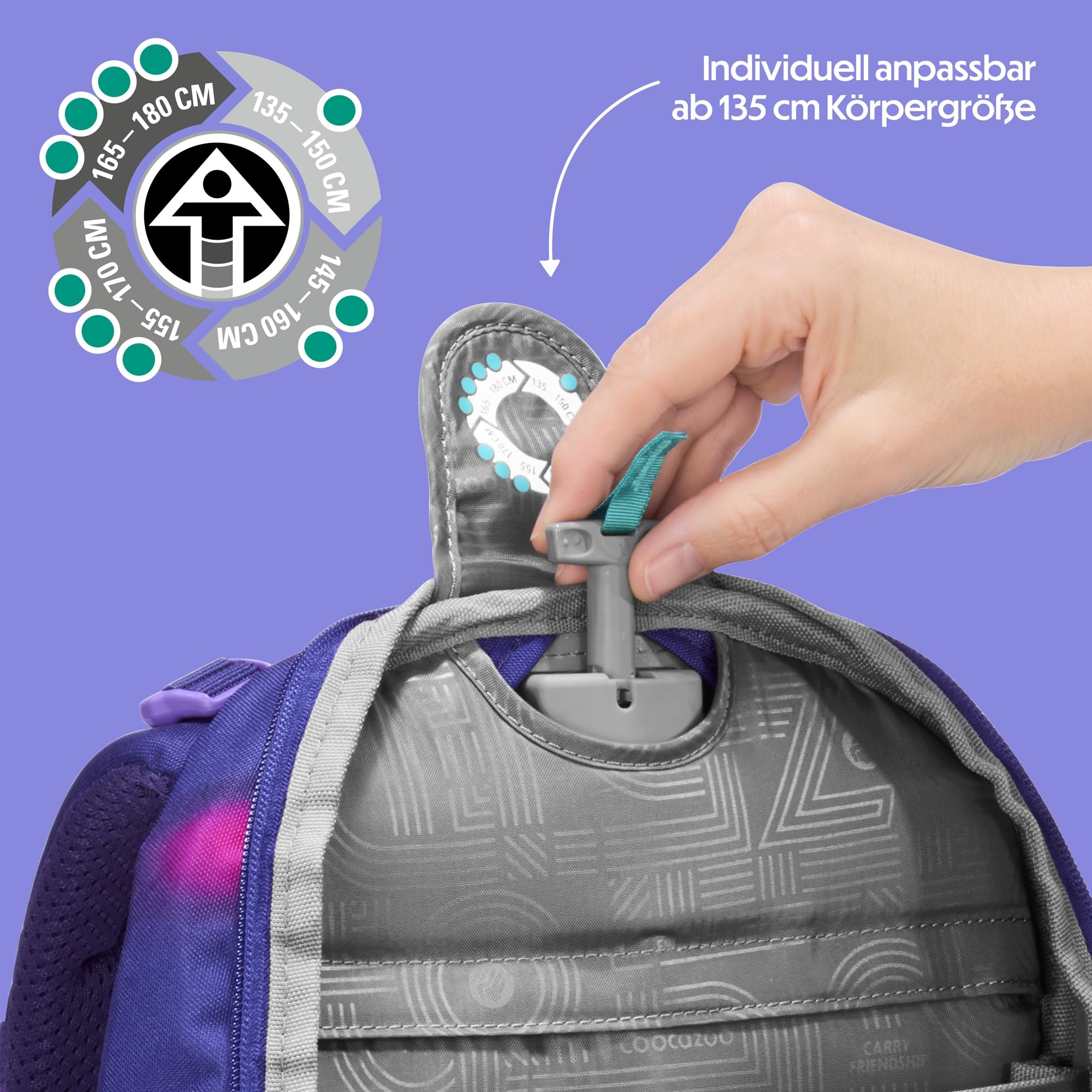 coocazoo-porter-aurora-glow-schulrucksack-lila-verstellbar image 5