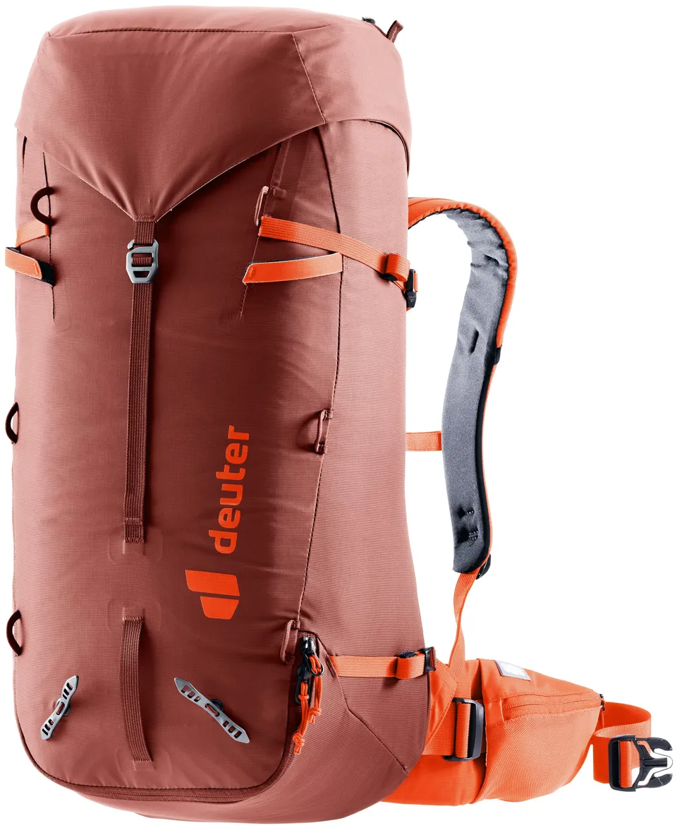 deuter-guide-34-8-kletterrucksack-redwood-papaya-mit-seilfixierung image 1