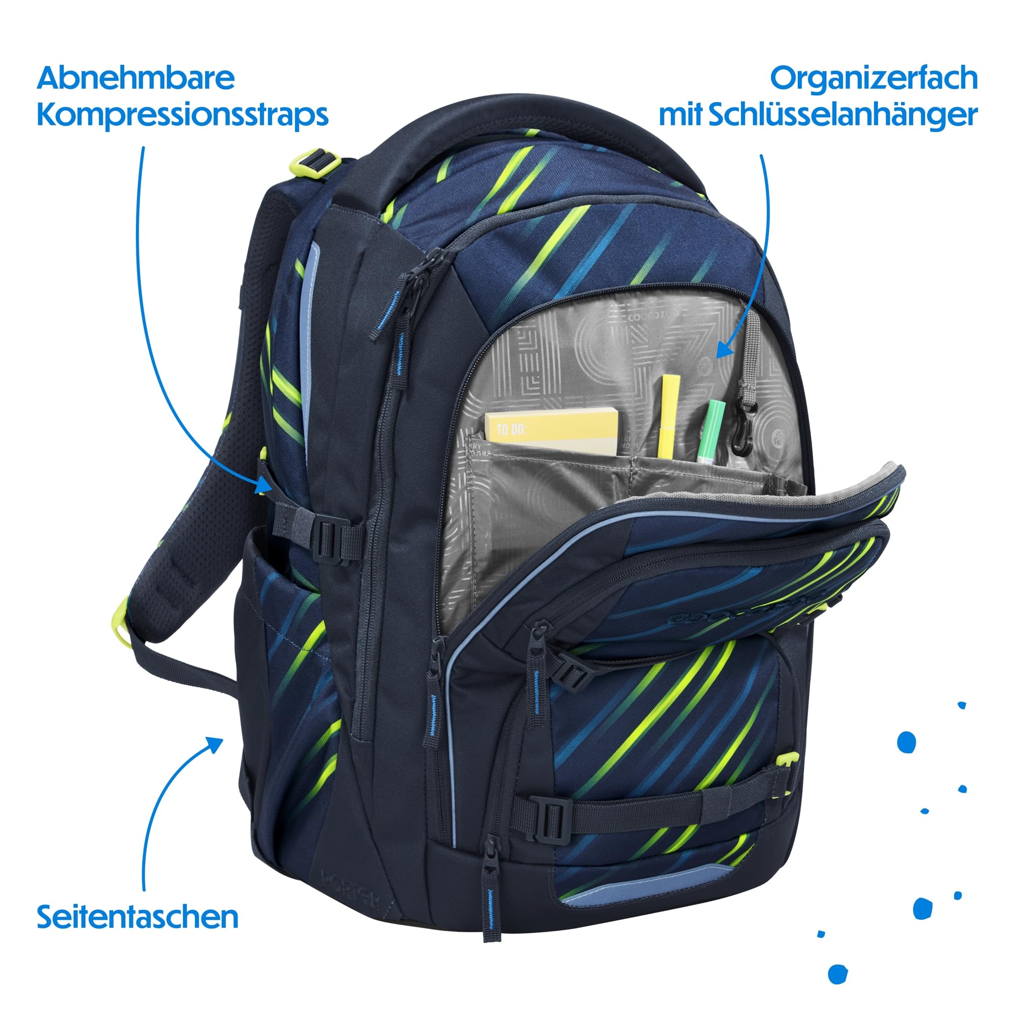 coocazoo-porter-fast-lime-schulrucksack-schwarz-blau-ergonomisch image 8