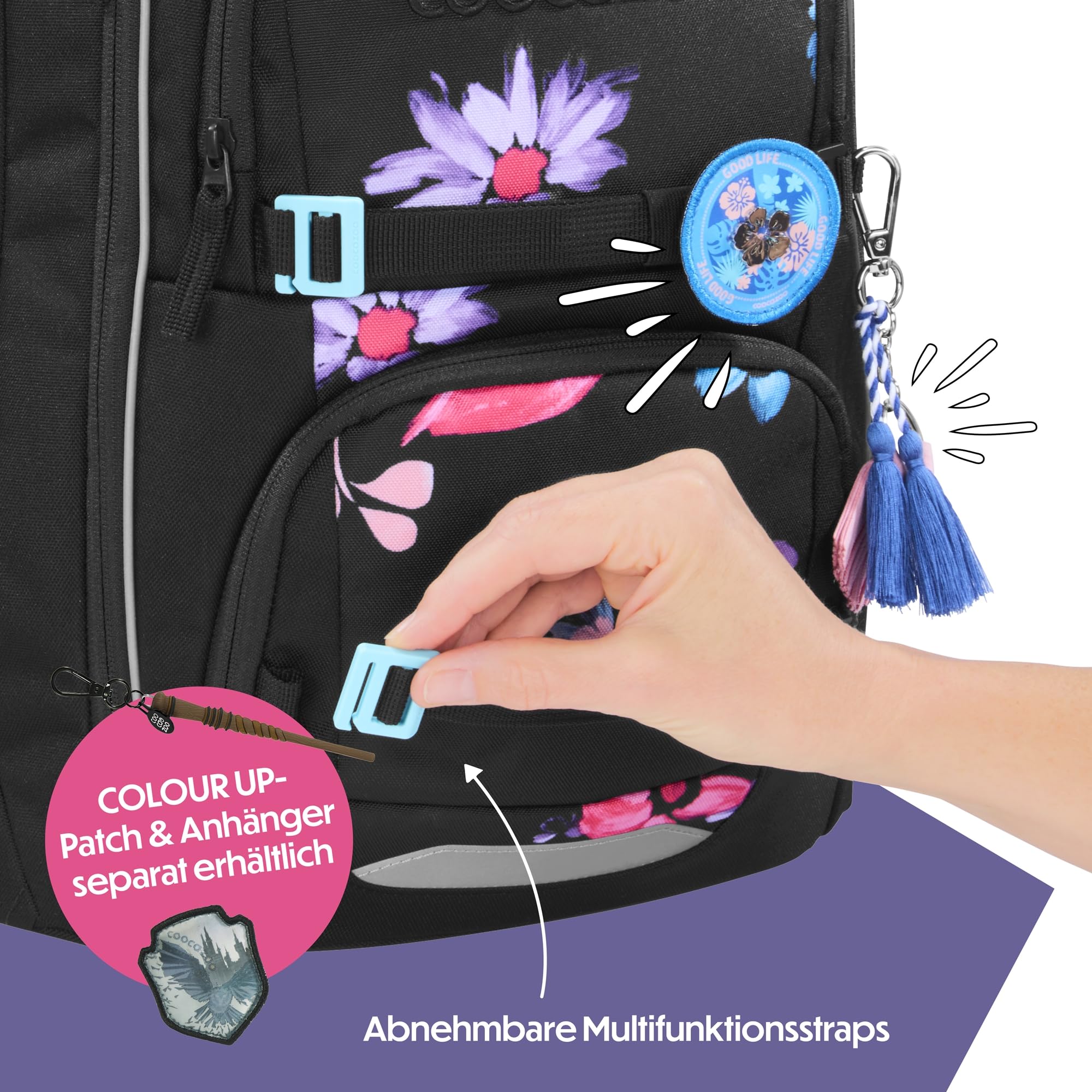 coocazoo-porter-schulrucksack-floral-artnight-schwarz-blau-35l image 7