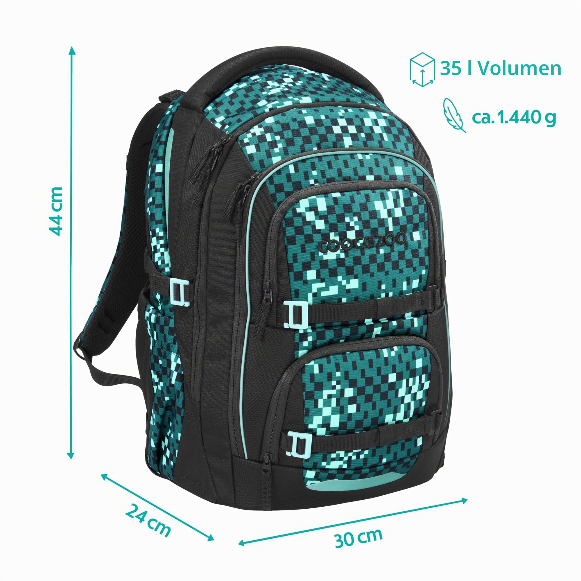 coocazoo-porter-pixel-blox-schulrucksack-schwarz-gr-n image 2