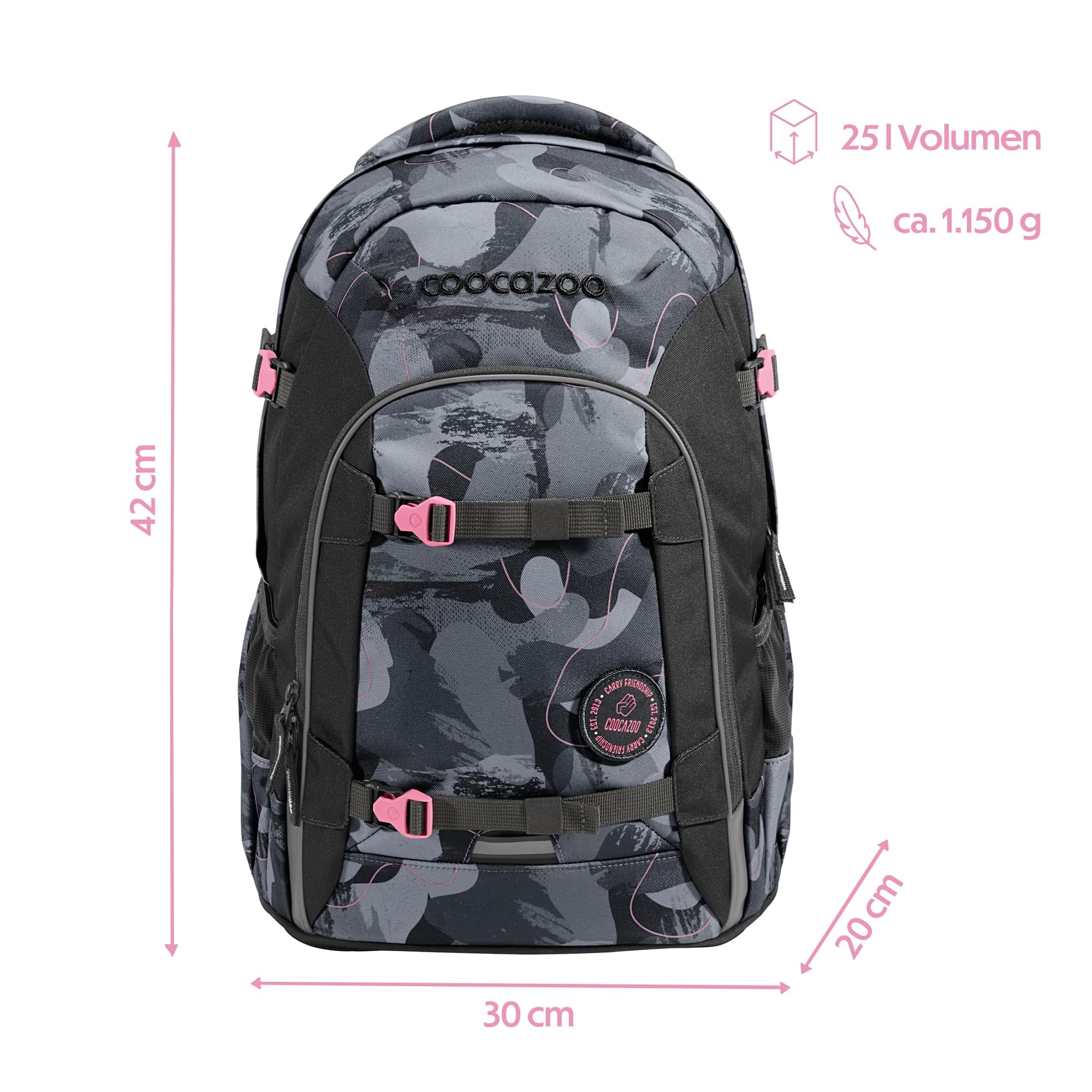coocazoo-joker-schulrucksack-bubble-brush-grau-rosa-25l-ergonomisch image 2