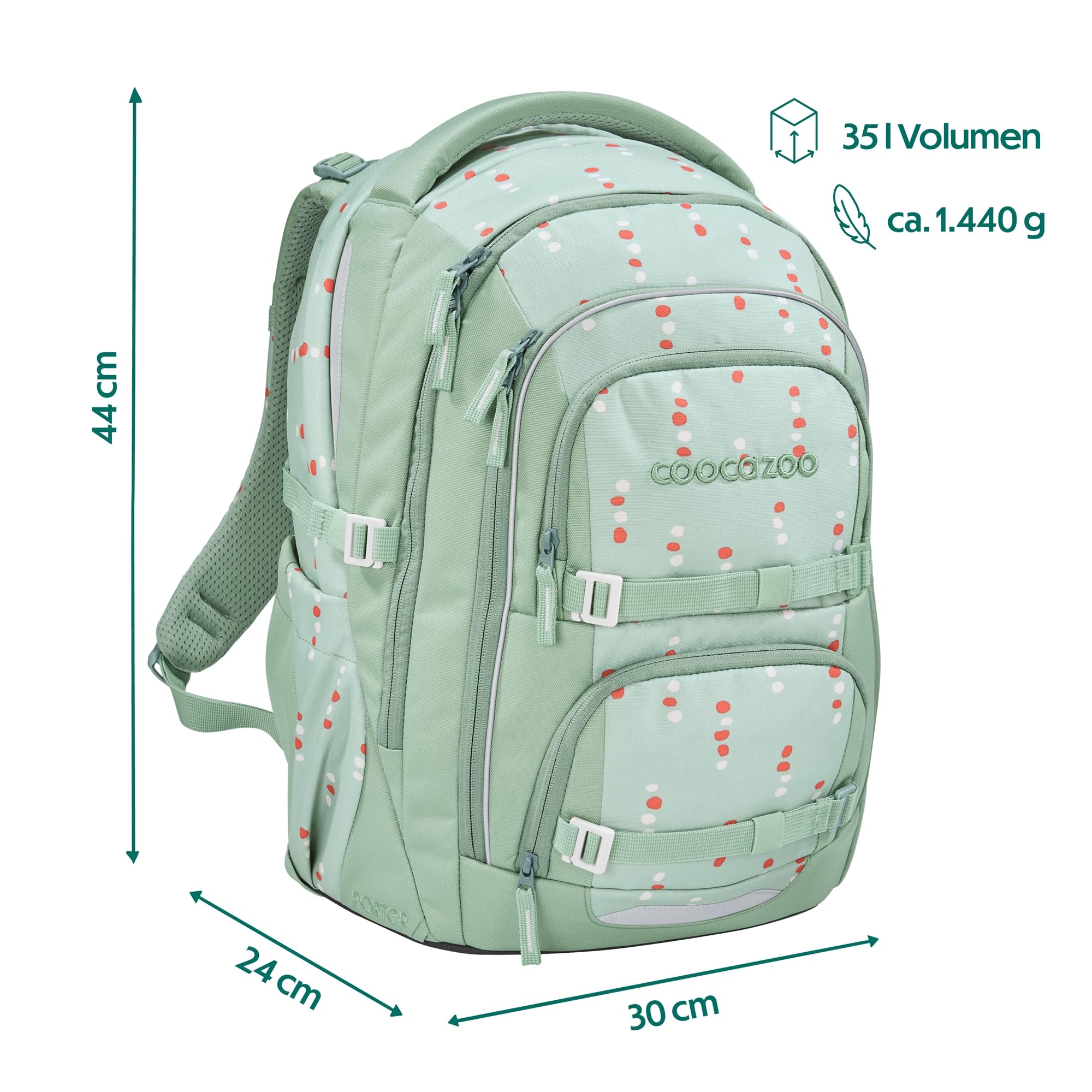 coocazoo-porter-dancing-dots-schulrucksack-mint-ergonomisch image 2