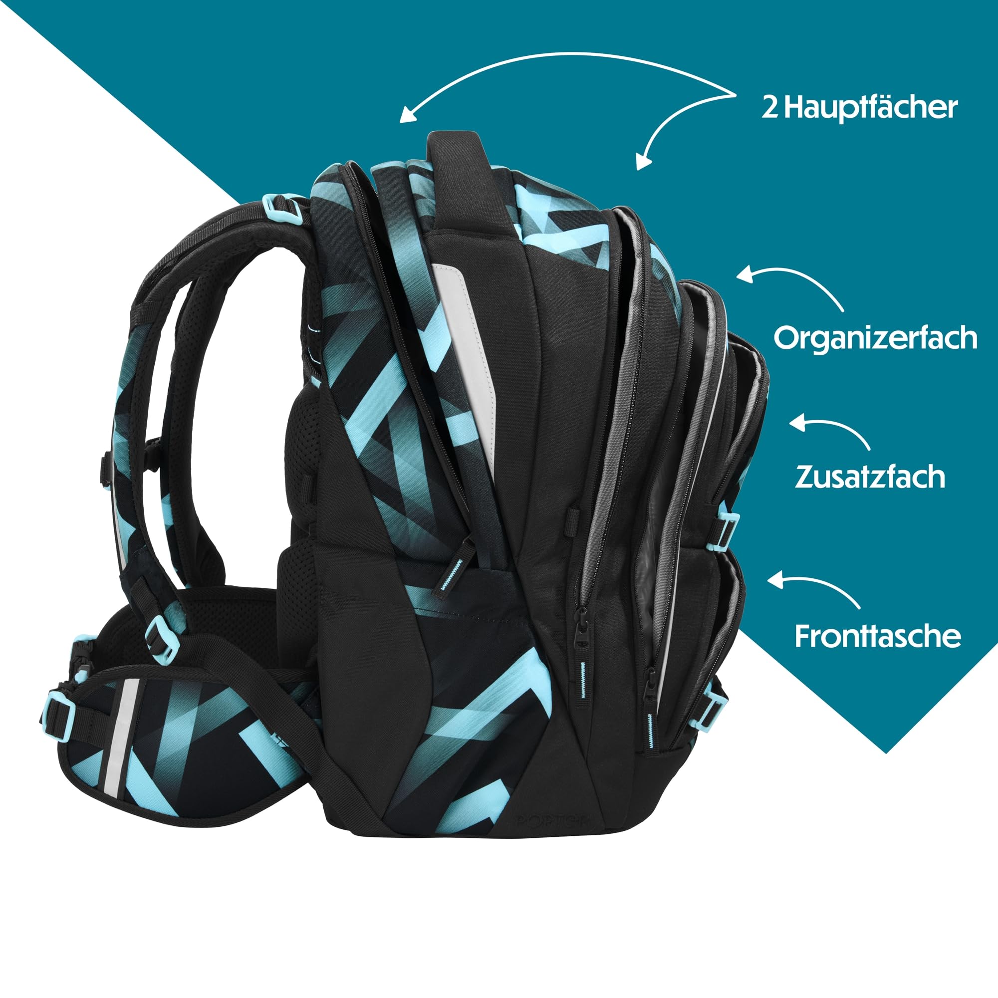 coocazoo-porter-laser-lights-schulrucksack-schwarz-t-rkis-35l image 3