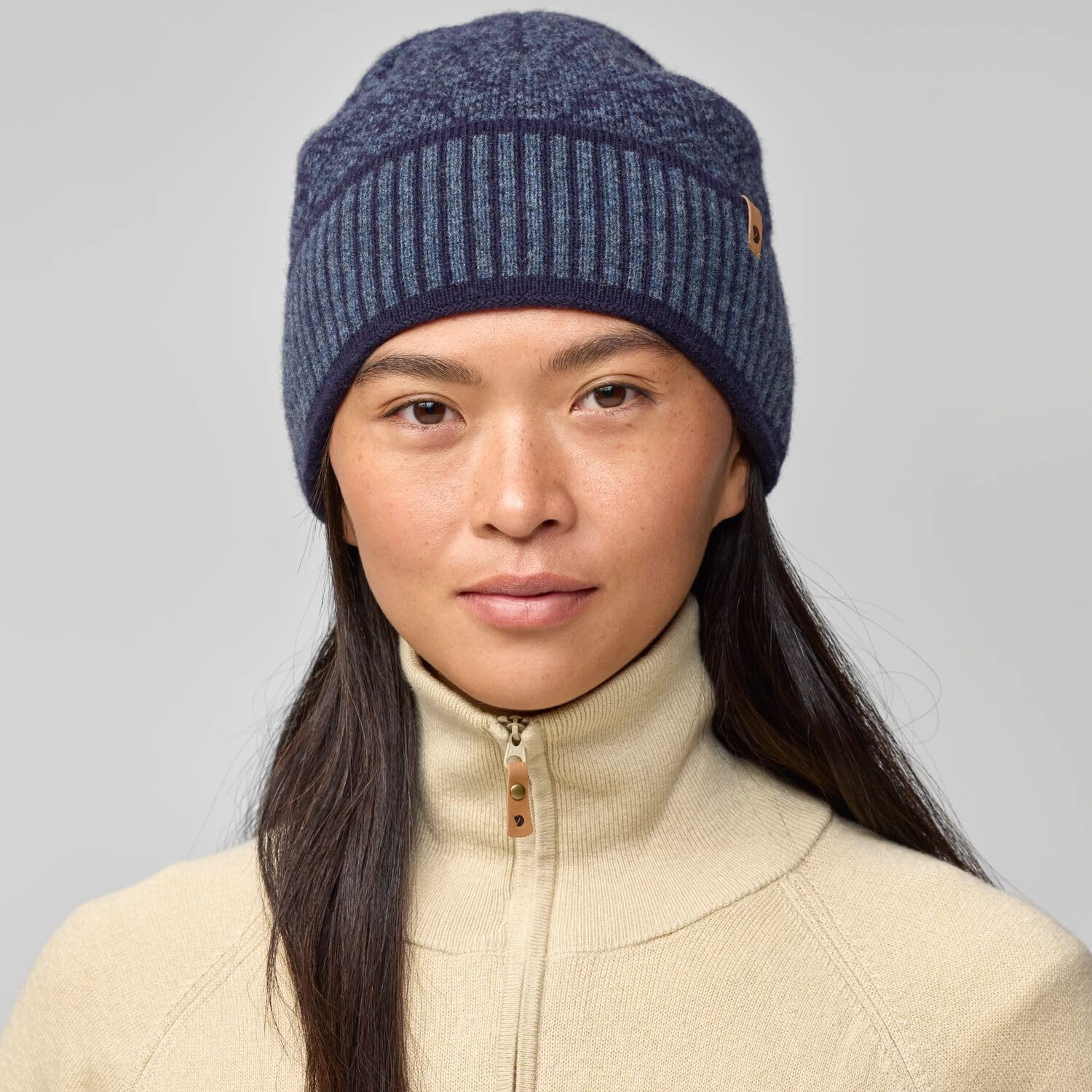 fj-llr-ven-snow-beanie-m-tze-dark-navy-wolle-jacquard image 3