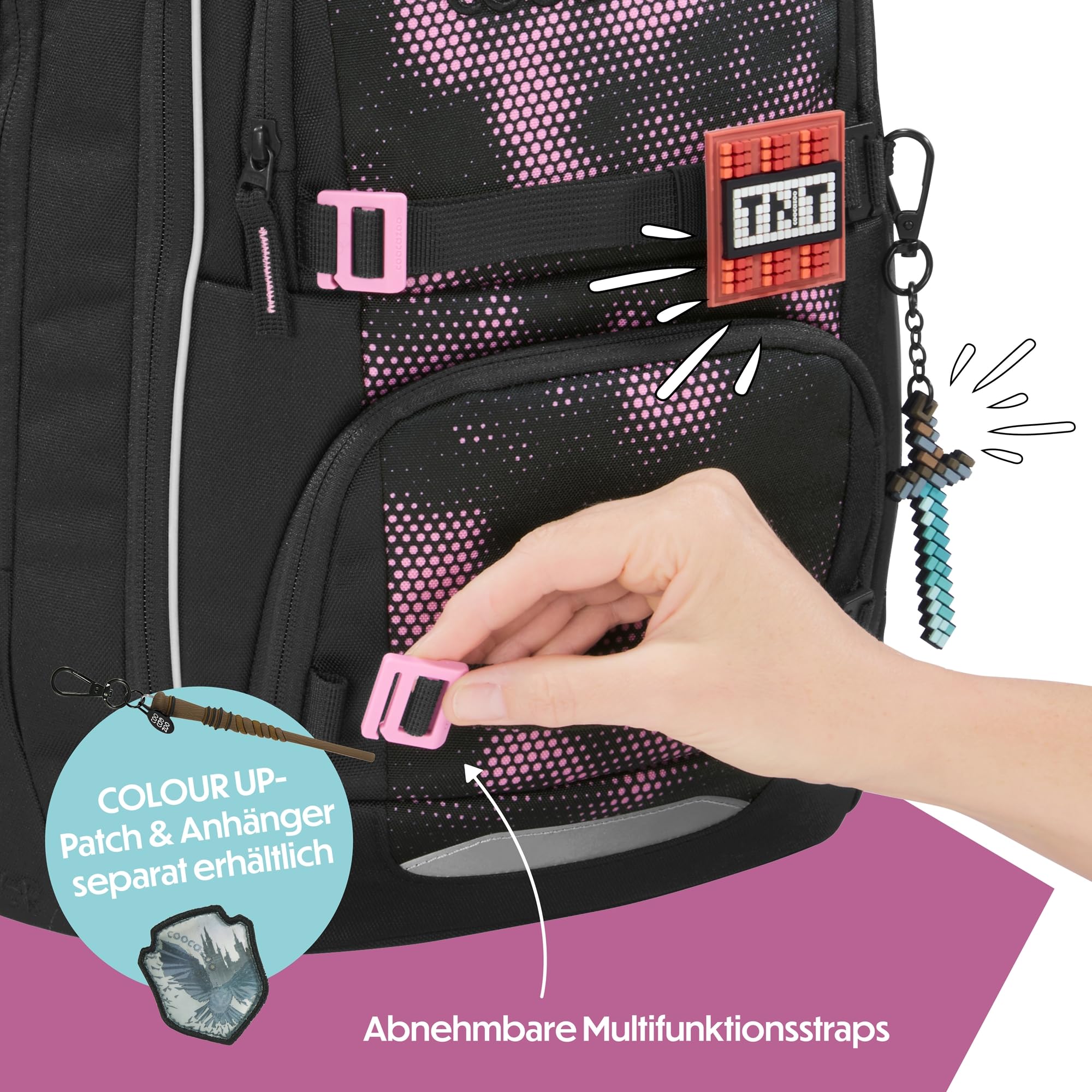coocazoo-porter-schulrucksack-pink-illusion-schwarz-pink-35-l image 7