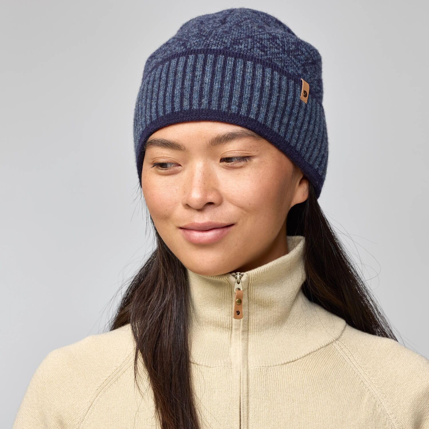 fj-llr-ven-snow-beanie-m-tze-dark-navy-wolle-jacquard image 7