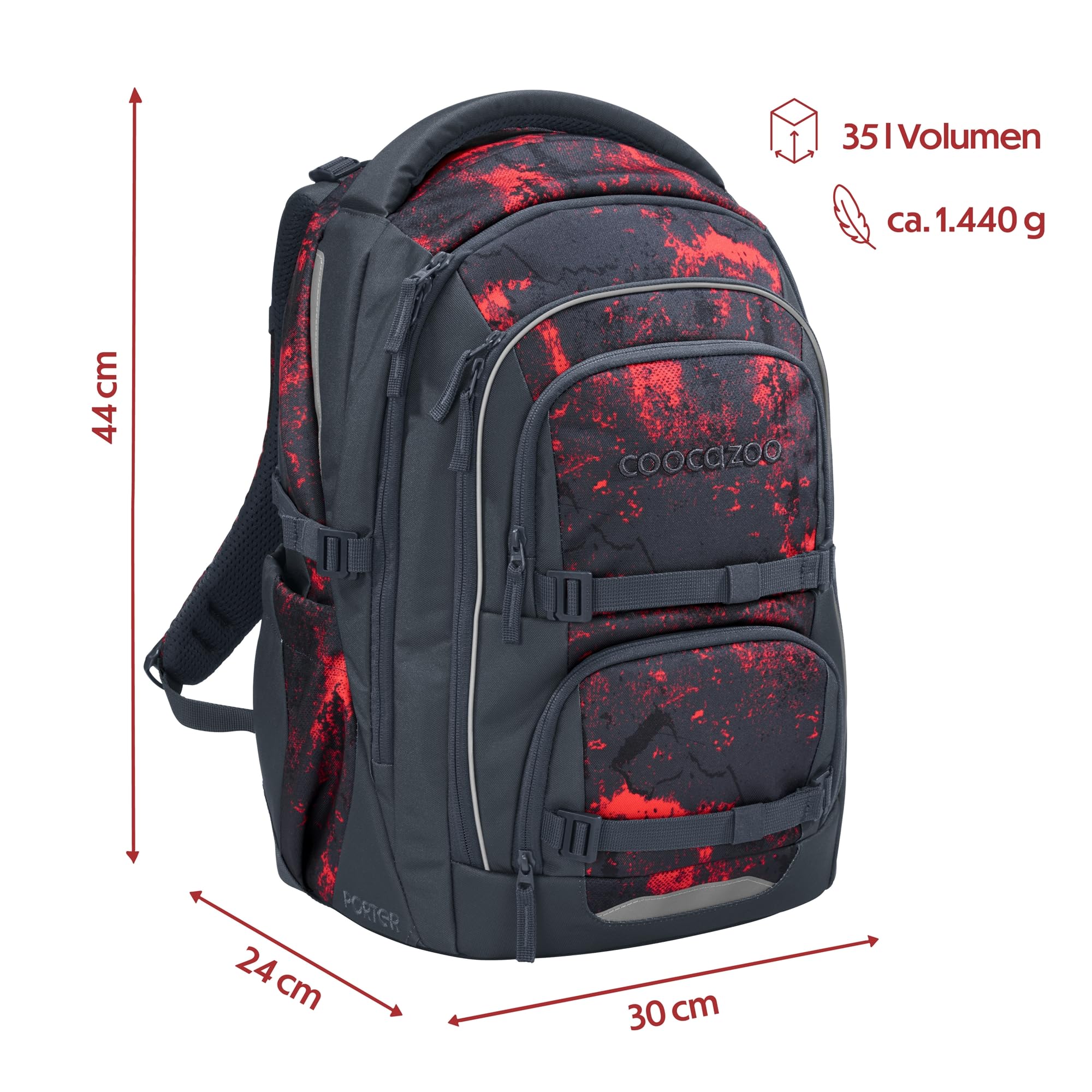 coocazoo-porter-broken-black-schulrucksack-35-l-schwarz-rot image 2