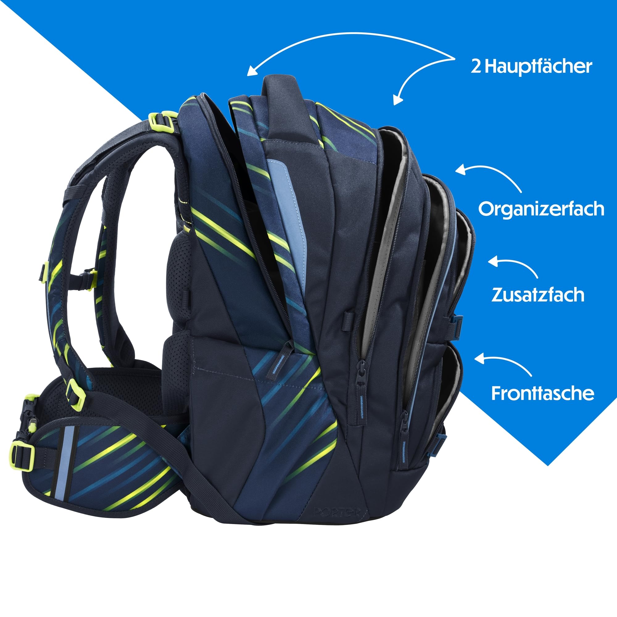 coocazoo-porter-fast-lime-schulrucksack-schwarz-blau-ergonomisch image 3